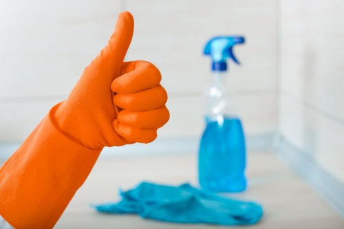 Professional office cleaning with attention to workstations and floors