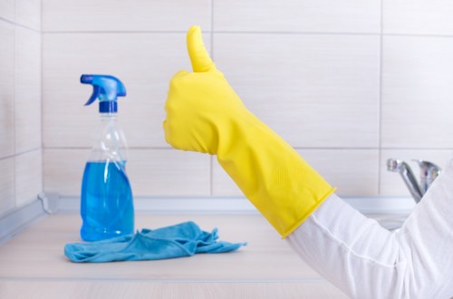 Final cleaning of a renovated flat near Bermondsey after building work