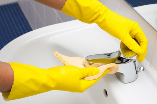 Staff training and safety awareness during a cleaning task in Bermondsey